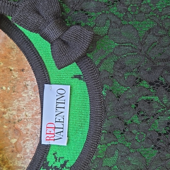 Lace Inset Floral Knit Dress by RED Valentino Nwt Size S - Picture 3 of 7